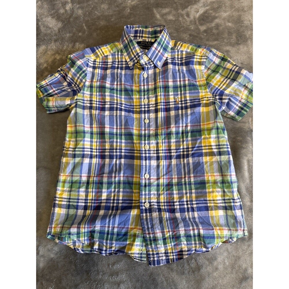 Polo Ralph Lauren Boys M (10-12) Plaid Short Sleeve Collared Button-Up Shirt